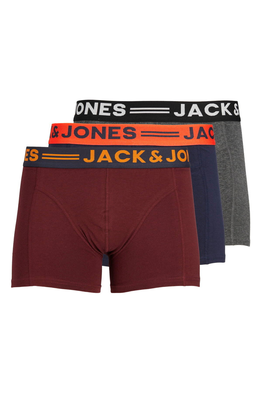 JACK&JONES JACLICHFIELD TRUNKS 3 PACK NOOS 12113943 - Koyu Kırmızı