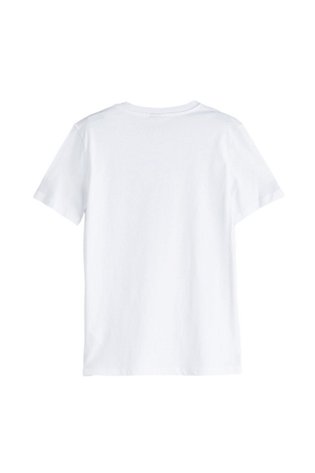 Sporline LC Waikiki beyaz renkli, %100 pamuklu, kısa kollu çocuk t-shirt'ünün arka görünümü.
