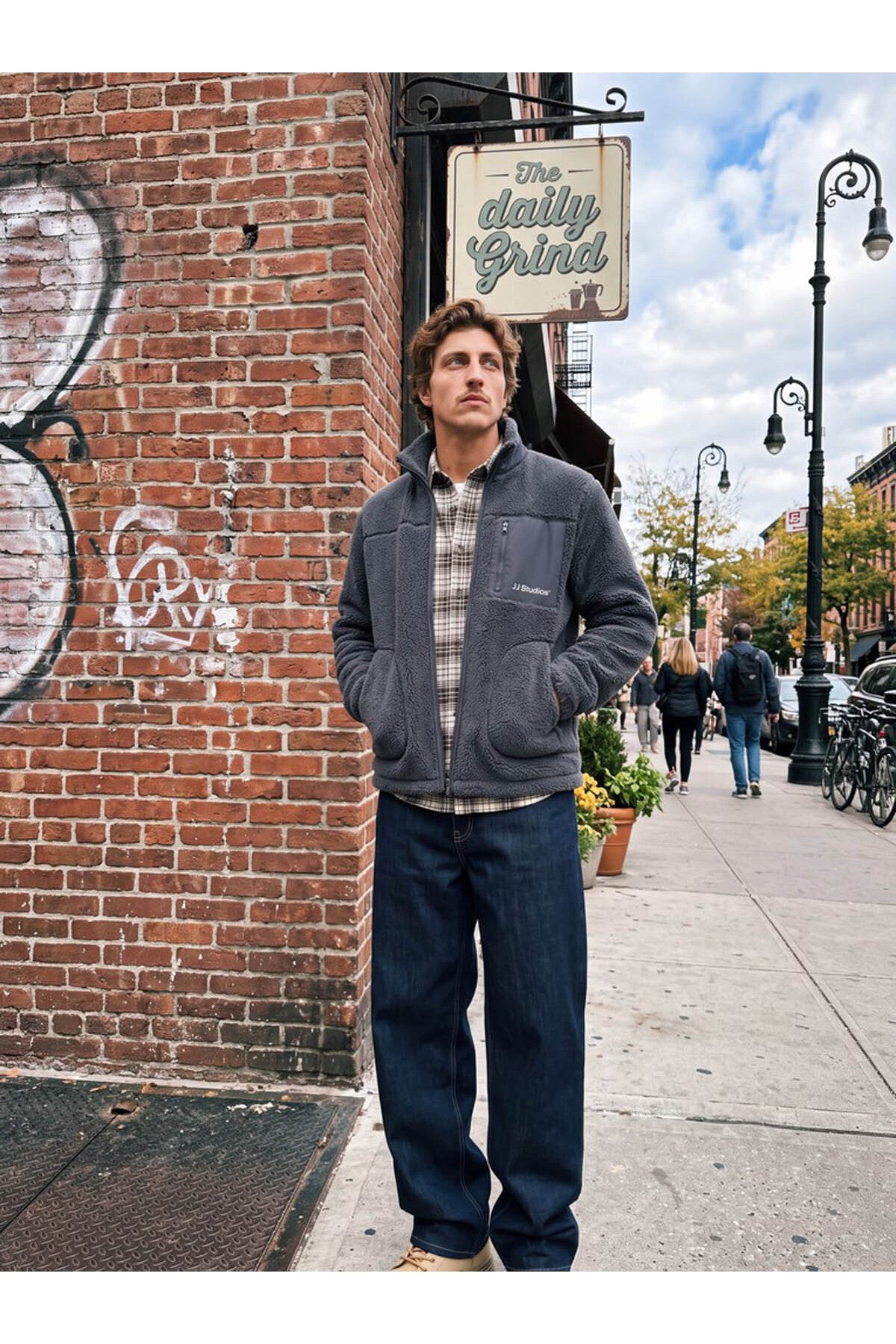 Jack & Jones Soho Erkek Peluş Mont 12299491 - Koyu Gri