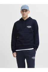 JACK&JONES JJMAKOTO SWEAT HOOD 12278606 - Koyu Mavi