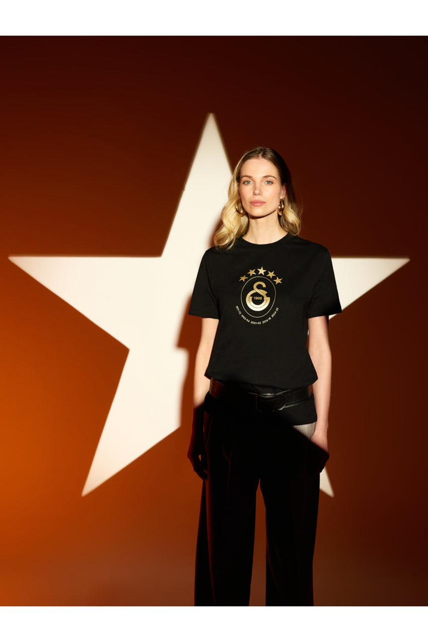 Galatasaray 5 Yıldız T-Shirt E251352-1 - Siyah