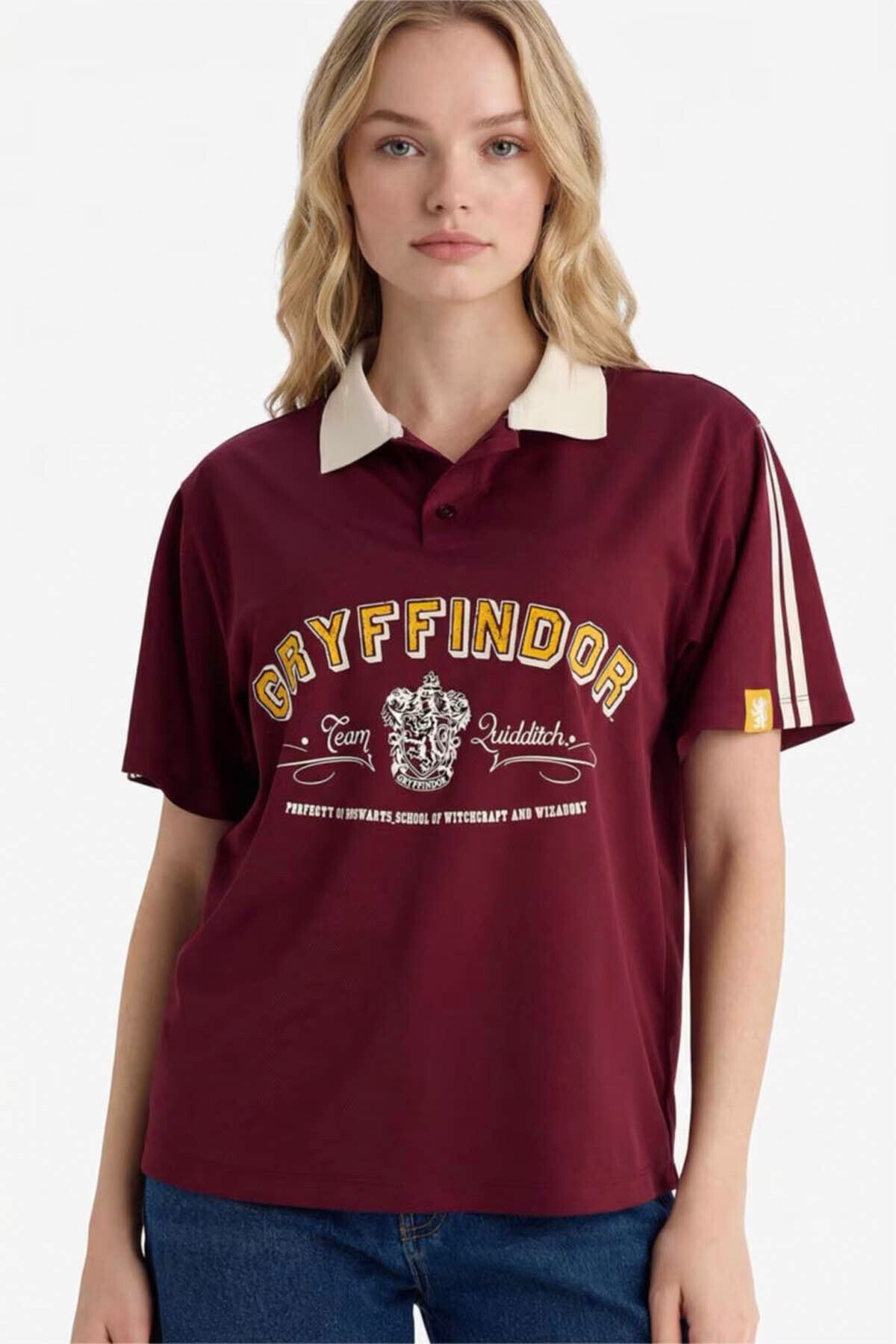 DeFacto Harry Potter Kadın Polo Yaka T-Shirt G0820AX - Bordo