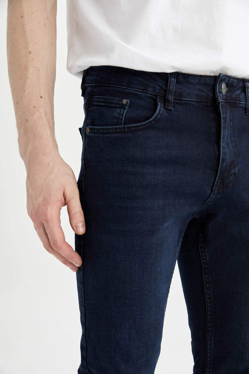 DeFacto W7086AZ Erkek Jean Pantolon - Mavi / Siyah