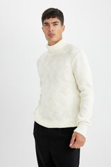 Defacto Erkek Pullover A9517Ax - Kırık Beyaz