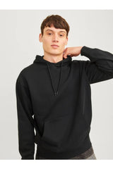 Jack & Jones Plus Bradley Erkek Büyük Beden Kapüşonlu Sweatshirt 12250595 - Siyah