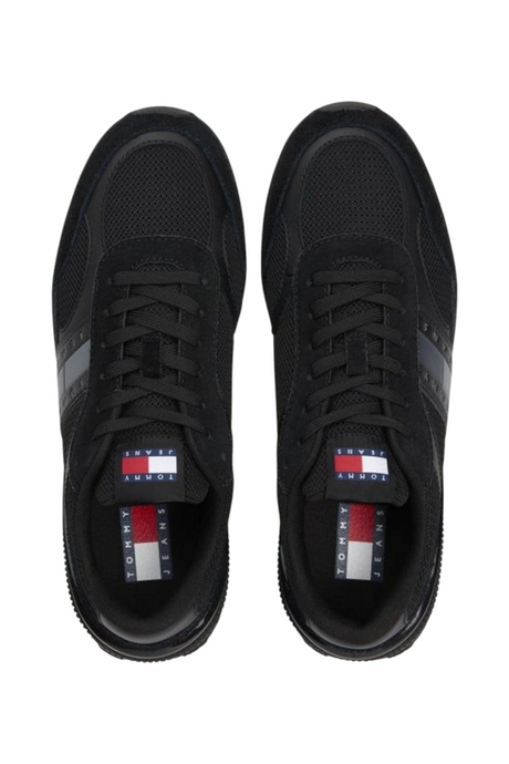 Sporline Tommy Hilfiger siyah süet erkek sneaker, üstten görünüm