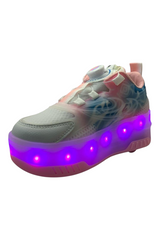 Sporline PEPİNO beyaz, pembe ve turkuaz renkli, ışıklı tabanlı, tekstil çocuk sneaker ayakkabı