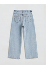 LC Waikiki Kız Çocuk Taşlı Wide Leg Jean Pantolon S6MP14M4 - Açık Mavi