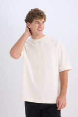 DeFacto B4844AX Erkek T-Shirt - Ekru