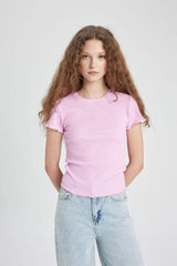 Defacto Kadın Short Sleeve T-Shirt K7064AZ - Açık Pembe