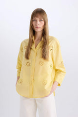 Defacto Kadın Long Sleeve Shirt B5419Ax - Sarı