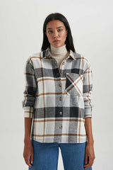 Defacto Kadın Long Sleeve Shirt R3725AZ - Gri