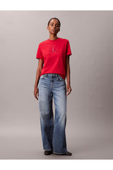 Calvin Klein Kadın SS SEQUIN CK GRAPHIC TEE LV044E215G - Kırmızı