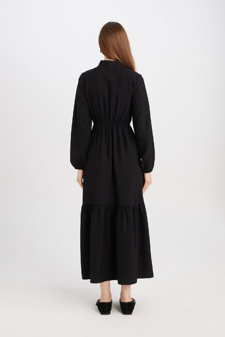 Defacto Kadın Long Sleeve Woven Dress D5851Ax - Siyah