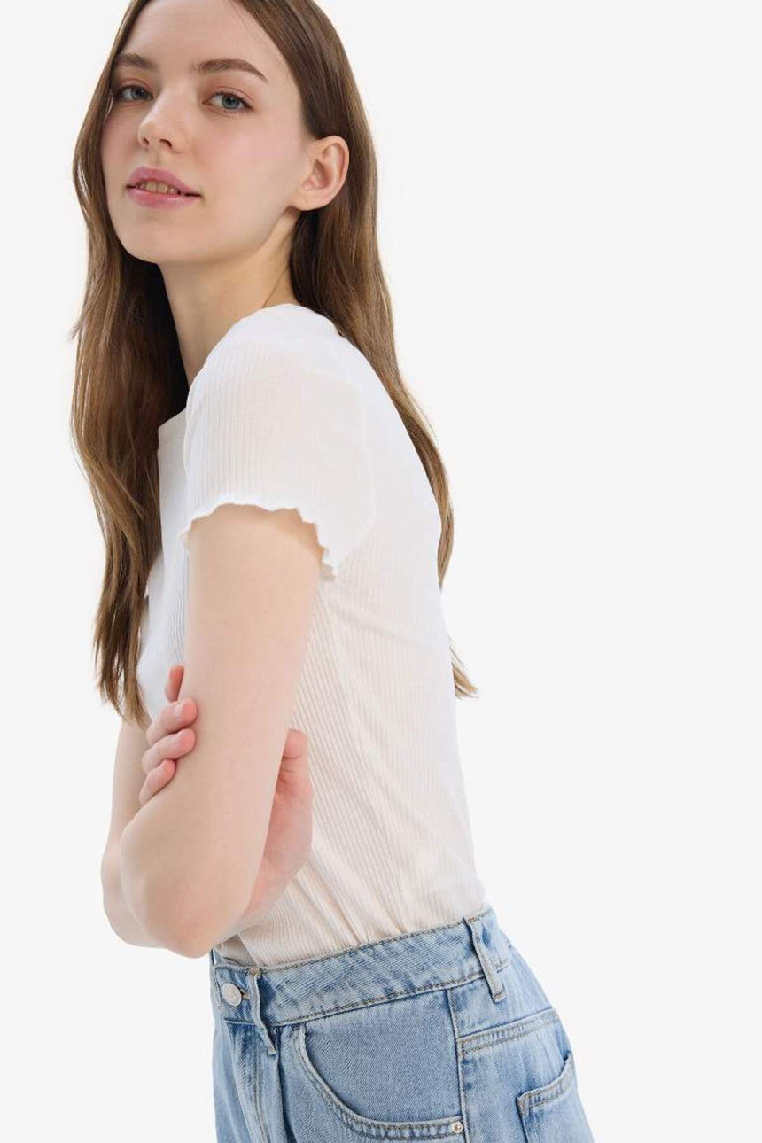 Defacto Kadın Short Sleeve T-Shirt K7064Az - Siyah