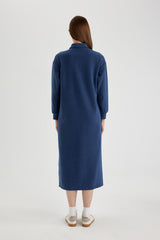 Defacto Kadın Long Sleeve Knitted Dress B7260AX - Mavi