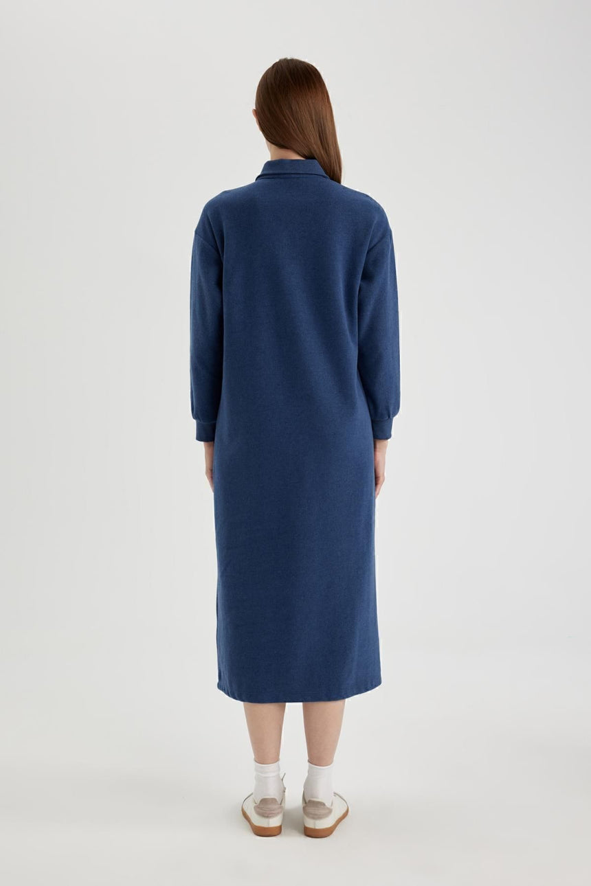 Defacto Kadın Long Sleeve Knitted Dress B7260AX - Mavi