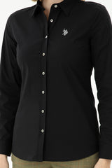 US POLO ASSN BAYAN DOKUMA GÖMLEK 1671629 - Siyah