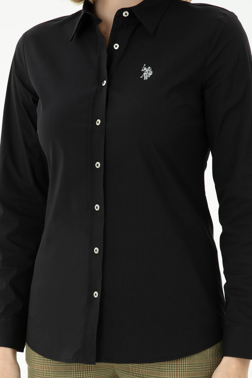 US POLO ASSN BAYAN DOKUMA GÖMLEK 1671629 - Siyah