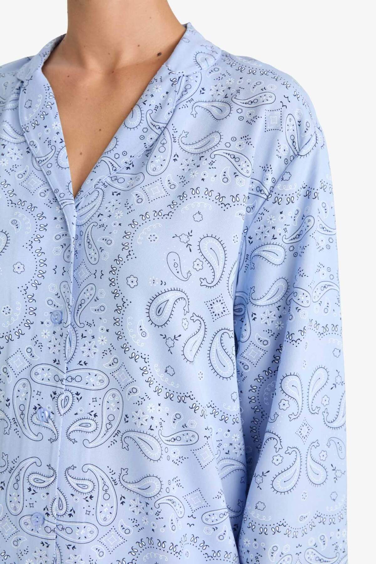 DeFacto Kadın Pijama Takımı F9824AX - Açık Mavi
