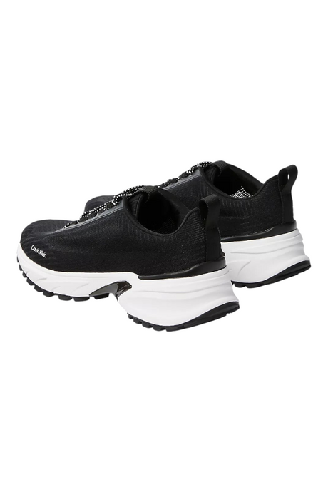 Sporline Calvin Klein siyah polyester erkek sneaker, kalın beyaz tabanlı modern spor ayakkabı tasarımı