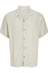 JACK&JONES JJEJEFF SOLID RESORT SHIRT S/S SN 12268443 - Bej/ Açık Gri