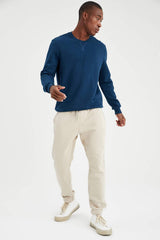 Defacto Erkek Sweat Shirt T3777Az - Koyu Lacivert