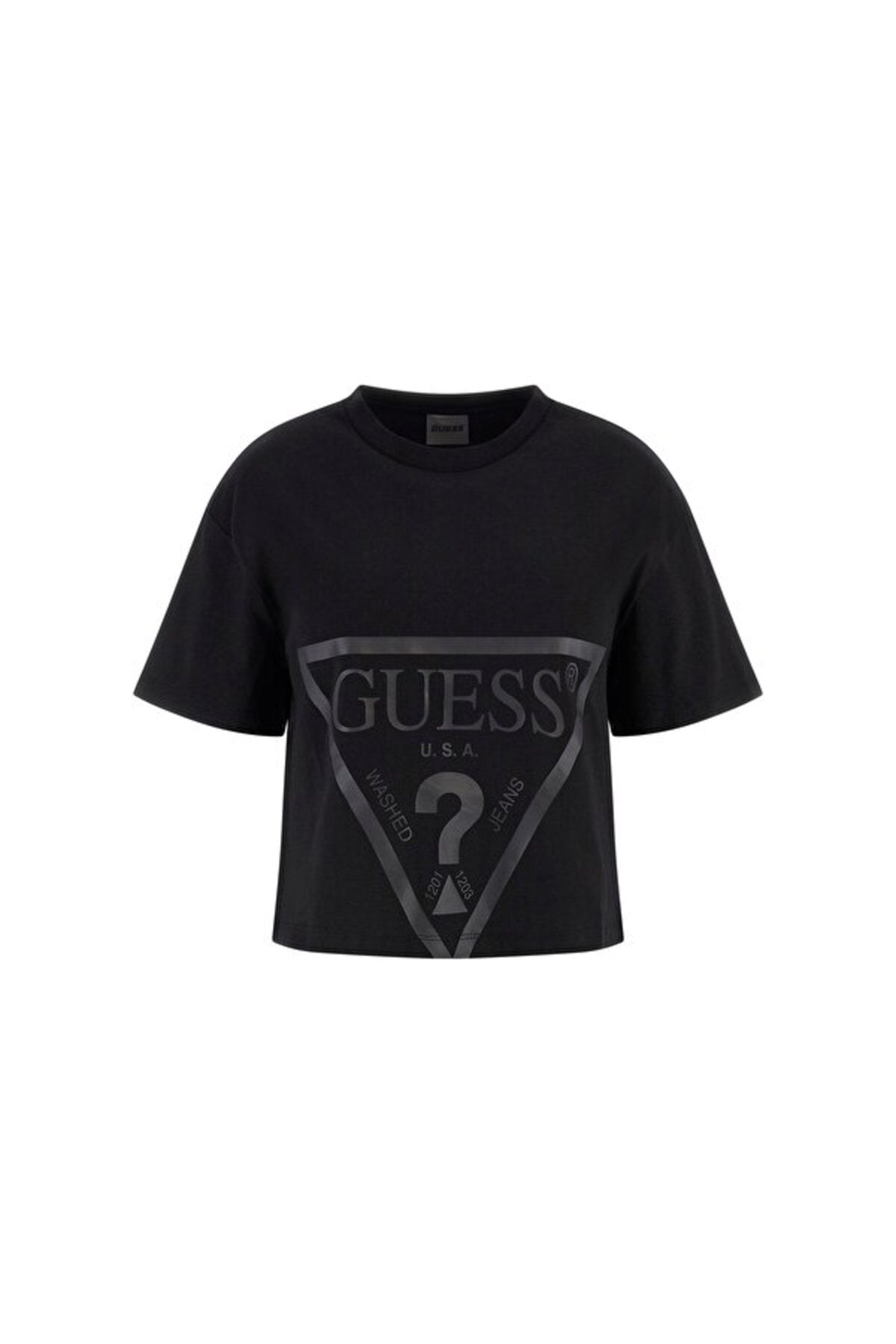 Guess Adele Kadın Crop T-Shirt V2YI06K8HM0 - Koyu Mavi