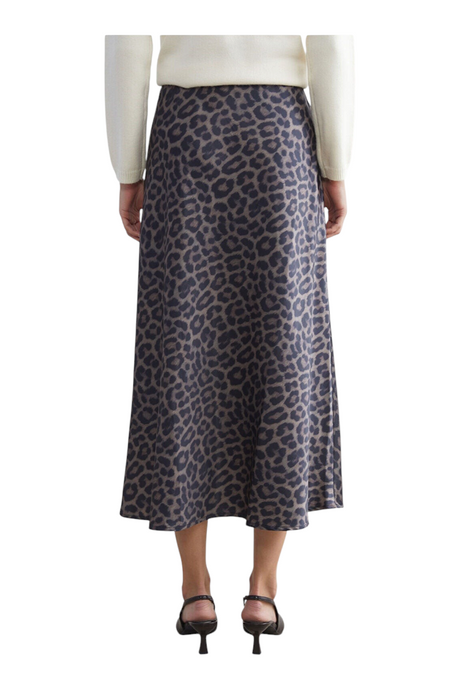 Sporline LC Waikiki kahverengi leopar desenli, loose kesim polyester kadın etek arkadan görünüm