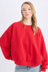 Defacto Kadın Sweat Shirt A4177AX - Kırmızı