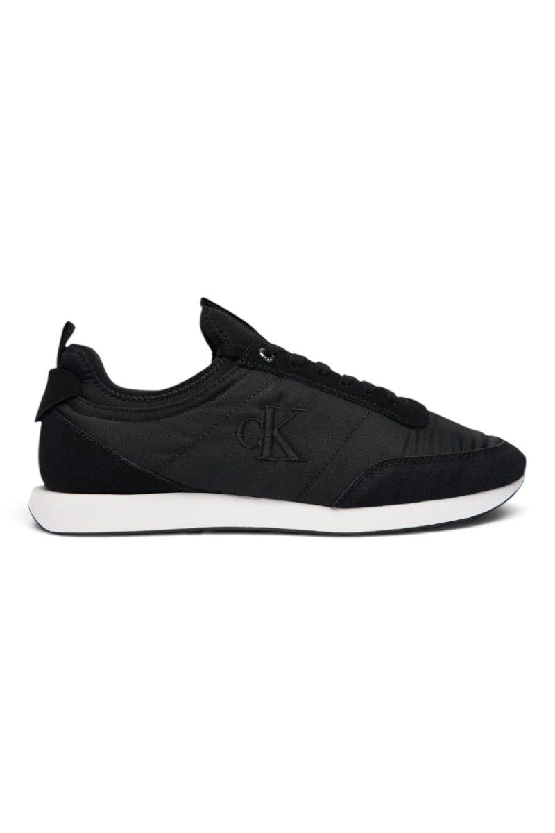 Sporline Calvin Klein siyah deri ve süet detaylı erkek sneaker ayakkabı