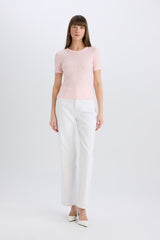 Defacto Kadın Short Sleeve T-Shirt C0097Ax - Açık Pembe