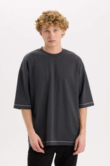 Defacto Erkek T-Shirt C0147Ax - Antrasit