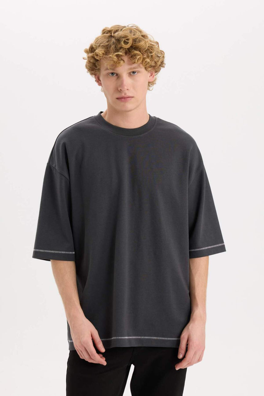 Defacto Erkek T-Shirt C0147Ax - Antrasit