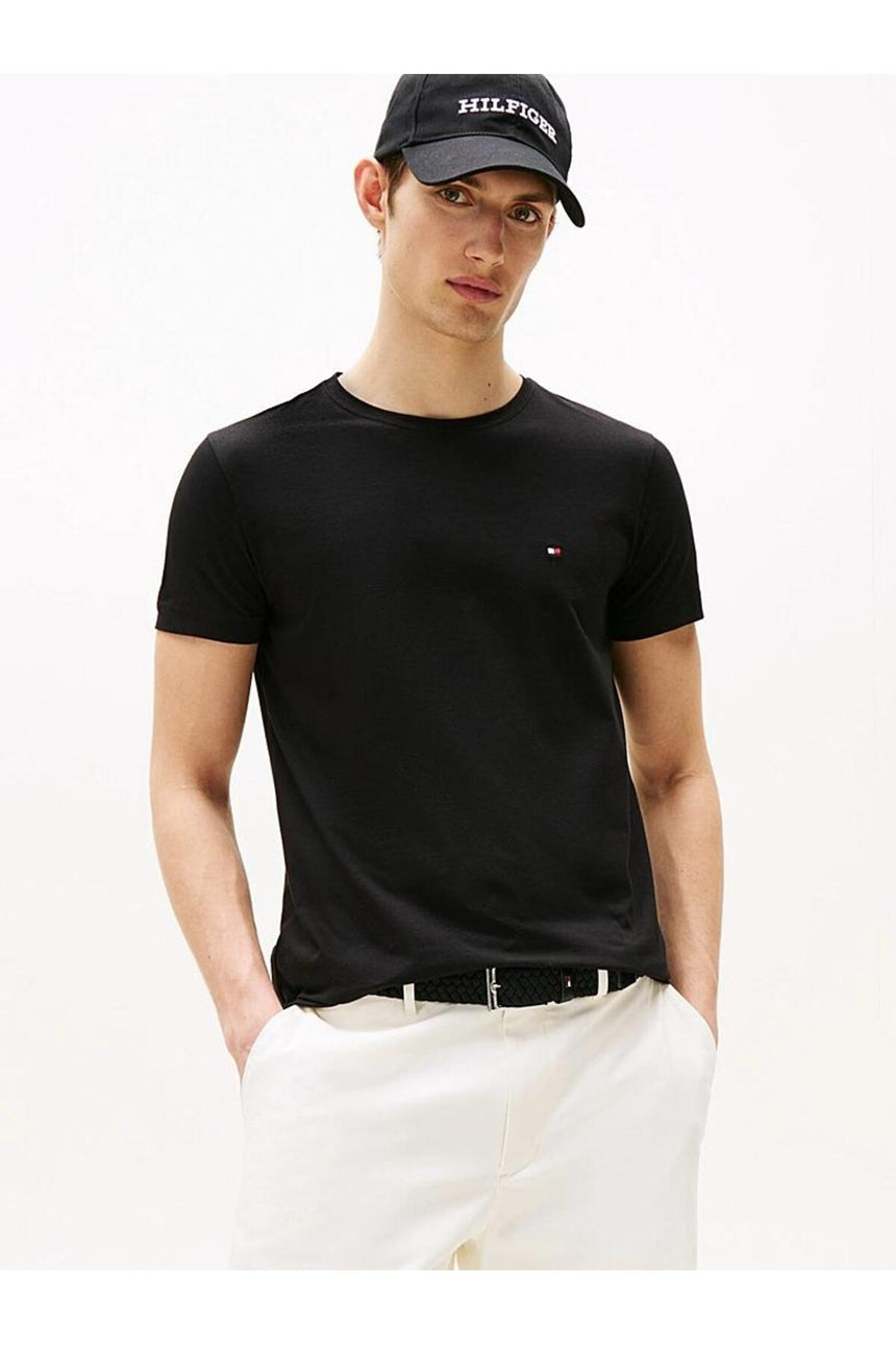 Tommy Hilfiger ERKEK CORE STRETCH SLIM C-NECK TEE MW0MW27539 - Siyah