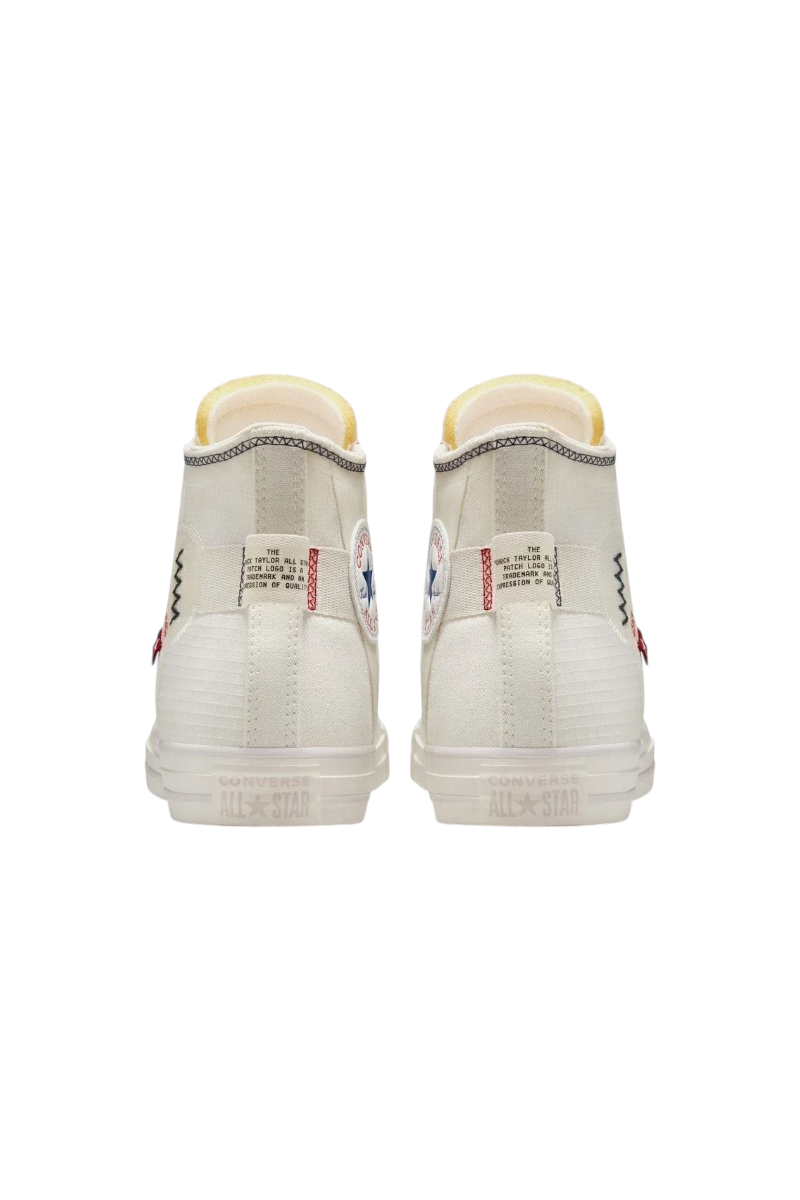 Sporline Converse Chuck Taylor All Star krem rengi süet ve deri detaylı unisex yüksek bilekli spor ayakkabı arka görünüm