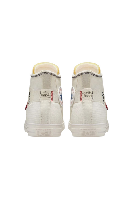 Sporline Converse Chuck Taylor All Star krem rengi süet ve deri detaylı unisex yüksek bilekli spor ayakkabı arka görünüm