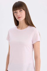 Defacto Kadın Short Sleeve T-Shirt W7299Az - Açık Pembe