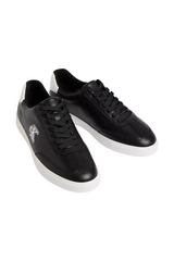 Sporline Calvin Klein siyah deri erkek sneaker, yan kısımda CK logolu ve beyaz tabanlı şık tasarım