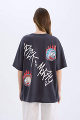 Defacto Kadın Short Sleeve T-Shirt D9127Ax - Antrasit
