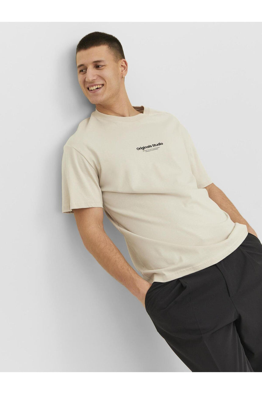 JACK&JONES T-SHIRT MALE KNIT IDF100 12240121 - Bej/ Açık Gri