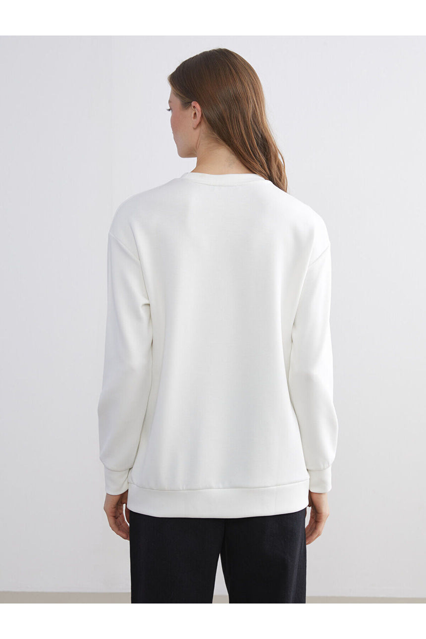 LCW KADIN W5LE48L8 SWT,GENOVA-TAS-SWEAT - Ekru