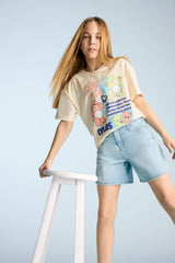 Defacto Çocuk Short Sleeve T-Shirt E0386A8 - Ekru