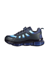 Sporline Vicco lacivert suni deri çocuk sneaker, cırt cırtlı bantlı ve şeffaf tabanlı spor ayakkabı.