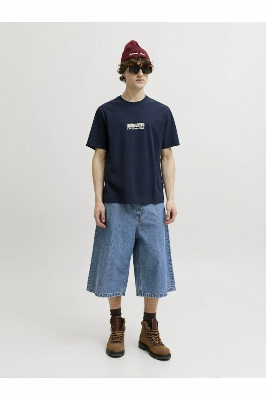 JACK&JONES JORSAVONA BOX TEE SS CN STYD SS26 12310070 - Koyu Mavi