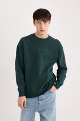 Defacto Erkek Sweat Shirt X8282Az - Koyu Yeşil