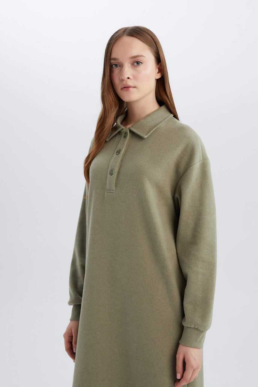 Defacto Kadın Long Sleeve Knitted Dress B7260AX - Mint Yeşili