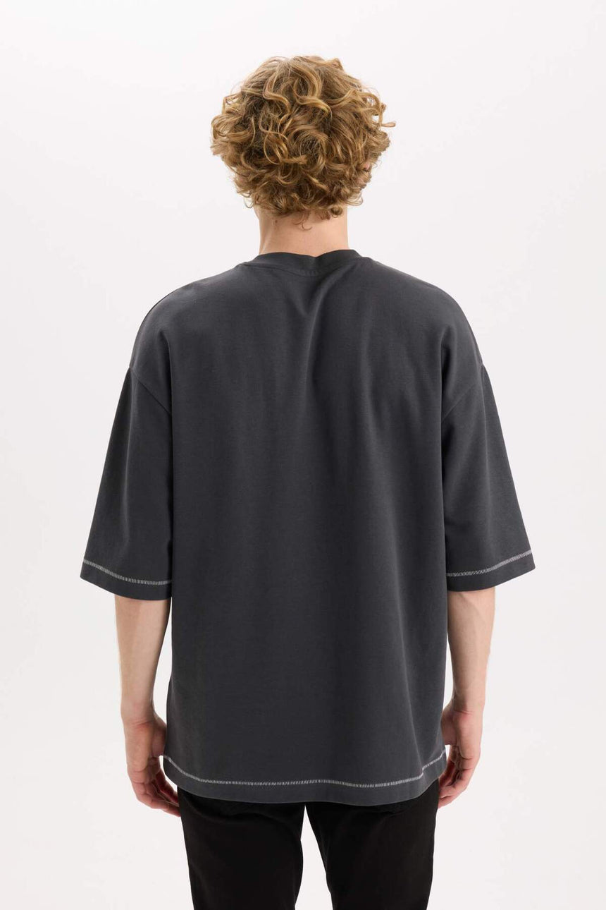 Defacto Erkek T-Shirt C0147Ax - Antrasit