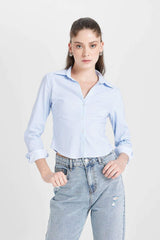 Defacto Kadın Woven Top D4013AX - Mavi