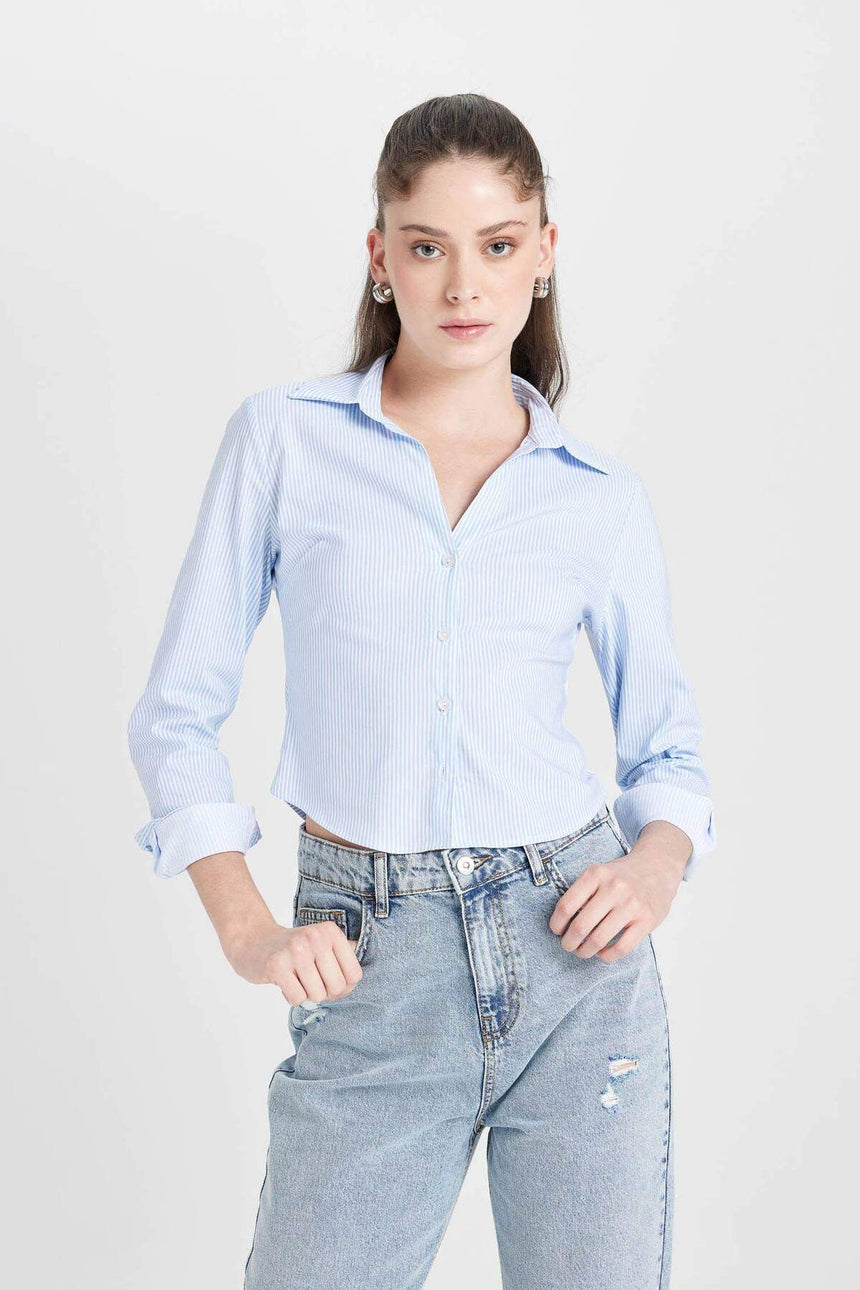 Defacto Kadın Woven Top D4013AX - Mavi